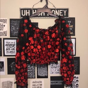 SOLD🦋 FASHION NOVA floral sheer long sleeve